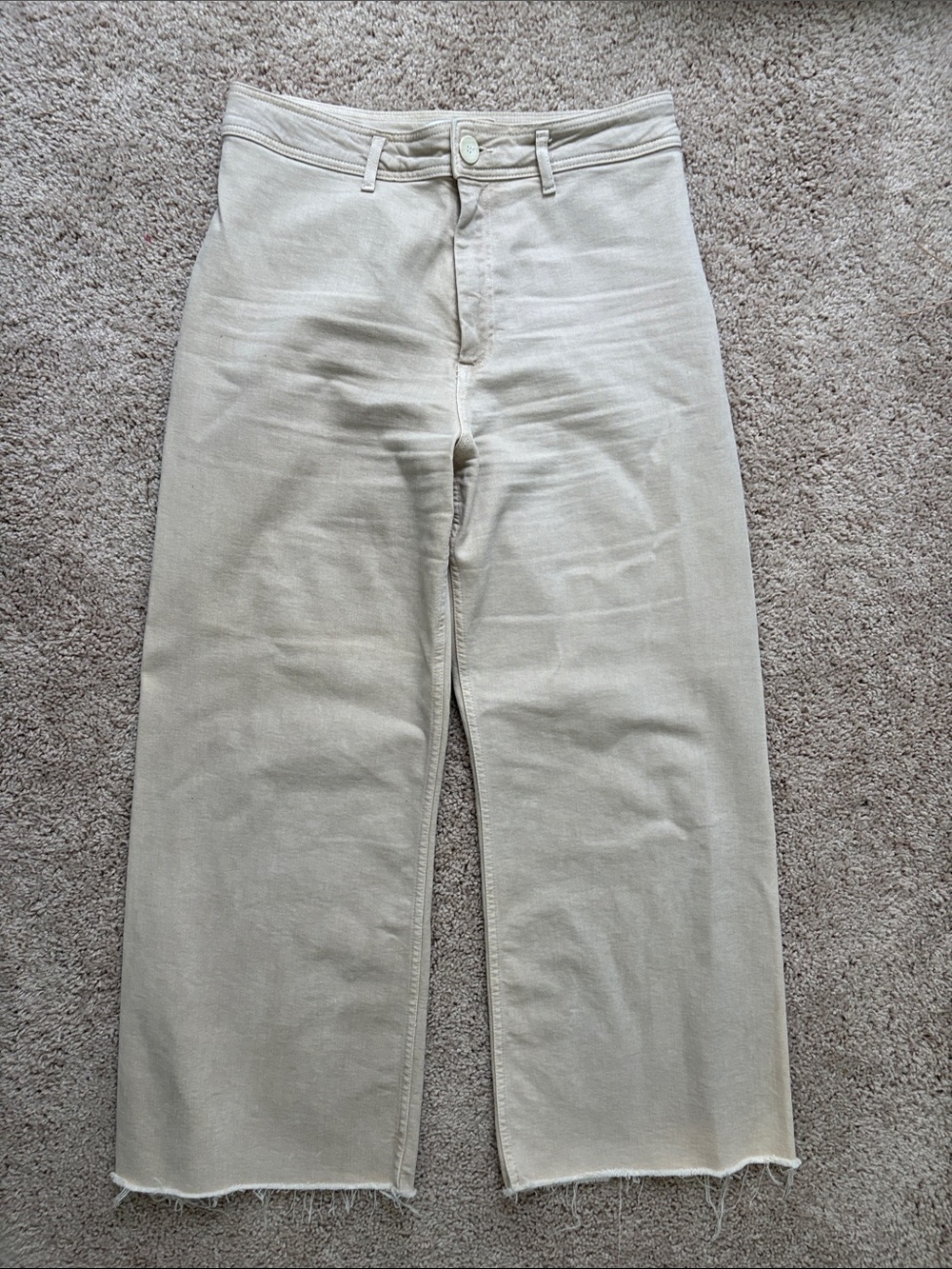 Zara Marine Straight Wide-Leg denim in Beige